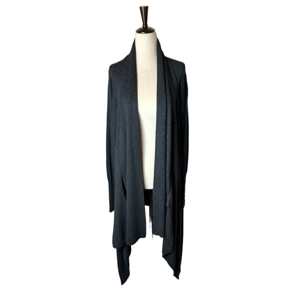 Ted Baker London Charcoal Gray Kristo Waterfall Asymmetric Cardigan Sweater 8